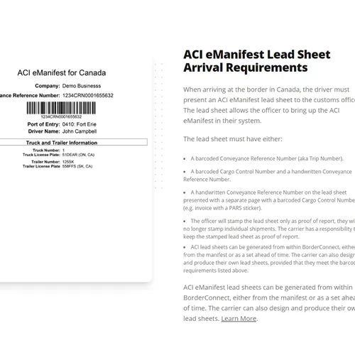 ACI eManifest Requirements and FAQs